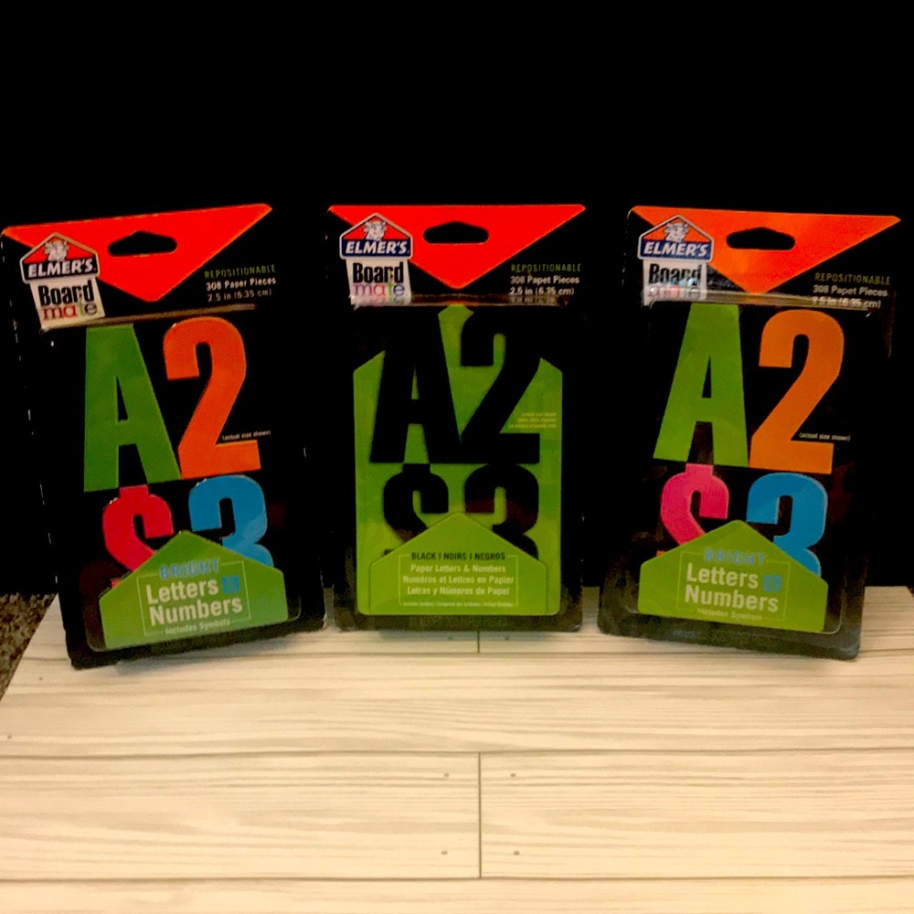 3 Pk Set- GARAGE SALE- Peel & Stick Letter & Symbols NWT